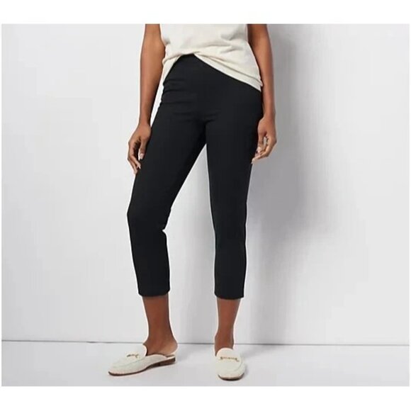 Isaac Mizrahi Live! Stretch Crop Pants with Pockets Pitch Black Reg 4 A472131 - Picture 1 of 1